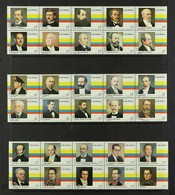 1981-82 Presidents - Anniv Of Constitution All Complete Sets As Se-tenant BLOCKS Of 10, Scott 889/94, Never Hinged Mint. - Colombia