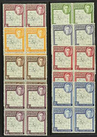 1948 THIN MAPS Dot In "T" Variety Complete Set, SG 9b/G11a & G12a/G16a, Each Variety Within A Matching BLOCK OF FOUR, Ve - Falklandeilanden