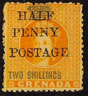 1888-91 ½d On 2s Orange Surcharge With 'S' INVERTED Variety, SG 43c, Fine Mint. For More Images, Please Visit Http://www - Grenada (...-1974)