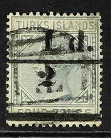 1893 ½d On 4d Grey, With Continuous Ovpt, SG 67, Fine Used. For More Images, Please Visit Http://www.sandafayre.com/item - Turks- En Caicoseilanden