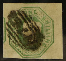 1847-54 1s Pale Green Die 2 Embossed, SG 54, Good Used With Four Mostly Huge Margins, Portions Of Adjoining Stamps At Le - Andere & Zonder Classificatie
