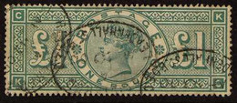 1887-92 £1 Green, SG 212, Fine Used With "LEADENHALL St B.O.E.C." Registered Oval Cancels. For More Images, Please Visit - Andere & Zonder Classificatie