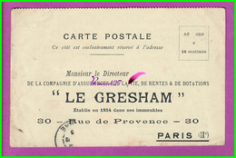 Carte Postale Publicitaire  " LE GRSHAM " Compagnie D'assurance Sur La Vie De Rentes Et Dotations - Banques