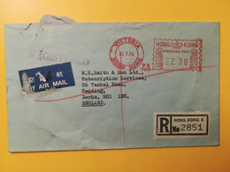 1974 BUSTA INTESTATA RACCOMANDATA HONG KONG  BOLLO AFFRANCATURA MECCANICA ROSSA EMA  OBLITERE' VICTORIA - Storia Postale