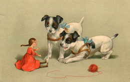 Chiens Et Poupée * CPA Illustrateur * Chien Dog Dogs * Poupées Doll Dolls Jeu Jouet Jeux Jouets - Chiens