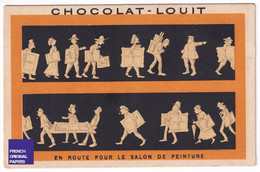 Chromo Chocolat Louit - Frise De Silhouettes - En Route Pour Le Salon De Peinture Art Tableau Peintre Artiste D2-70 - Louit