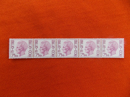 Belgie 1975  Rolzegels Elstrom Boudewijn R74 / 1754P / Strook Van 5 Met Nummer - Rollen