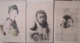 Japon  Lot 3 Cpa Jeune Femme En Kimono Coiffure  Timbrée Poste Tientsin  I J PA  1904 - Andere & Zonder Classificatie