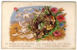 1882 : Carte Avec Découpis Mobile NID Et OEUF - Animales