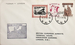 1958 Poland 1st BEA Flight London - Poznan - Warsaw (Link Between Poznan And London - Return) - Sonstige & Ohne Zuordnung