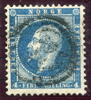 NORWAY 1856 King Oskar 4 Sk. Used.  Michel 4 - Gebruikt