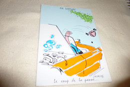 BELLE ILLUSTRATION HUMORISTIQUE.....EN VOITURE ....LE COUP DE LA PANNE - Lassalvy