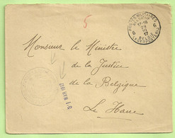 Brief Stempel PMB 6 Op 29/3/17 Naar Ministere Justice LE HAVRE, Stempel Verso STE-ADRESSE , Stempel CORRESPOND.. (B7580) - Esercito Belga