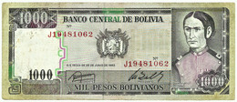 Bolivia - 1000 Pesos Bolivianos - D. 25.06.1982 - Pick 167 -  Serie J ( 8 Digits ) 1 000 - Bolivië