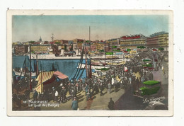 Cp , Automobiles , Bateaux ,  13 ,  MARSEILLE ,  Le Quai Des BELGES ,  Voyagée 1950 ,ed. La Cigogne - Voitures De Tourisme