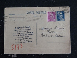 FRANCE ENTIER POSTAL 719B-CP1 MARIANNE DE GANDON - CACHET LIBRAIRIE CATHOLIQUE R. DUBUC & Cie EVREUX EURE - Bigewerkte Envelop  (voor 1995)