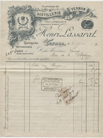 Vernon,Eure,1914,alcool Distillerie Henri Lassarat,illustré Vins, Quinquina Vernonnais, Ia Ste Odile, Lamy,timb  Fiscal - Factures