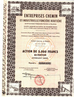 Action De 5000 Frcs Au Porteur - Entreprises CHEMIN Et Industrielle Foncière Routière - Paris 1902. - Industrial