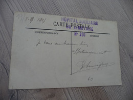 Sur CPA Marseille  Cachet Bleu En Ligne Hôpital Auxiliaire Du Territoire N° 201 - WW I