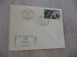 Lettre Gabon 1960 TP Surchargé + Cachet XVII ème Olympiade 1960 Premier Jour Oiseaux Birds - Gabon