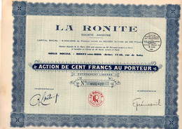 Action De 100 Frcs Au Porteur - La Ronite S.A. - Rosny-sous-Bois - Seine - 1930. - Industrial