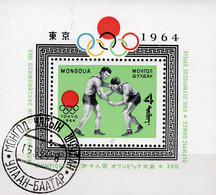 Sommer-Olympiade Tokio Nippon 1964 Mongolei Block 8 O 7€ Ringer-Kampf Hoja Sport Bloc S/s Olympic Sheet Bf Mongolia - Unclassified