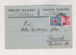 YUGOSLAVIA, 1937 BOSANSKA GRADISKA Nice Cover ONISIM MAHOBEJ Photo + Charity Stamp Red Cross - Altri & Non Classificati