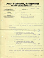 Siegburg 1933 Rechnung " Otto Schüler Baumaterialienhandlung Wilhelmstr.24 " - Transport