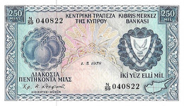 CHYPRE 1978 250 Mil - P.41c.3 Neuf UNC - Chipre