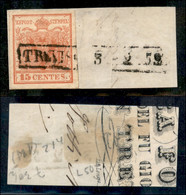 ANTICHI STATI ITALIANI - LOMBARDO VENETO - LEVANTE AUSTRIACO - Treviso (P.ti 9) - 15 Cent (3) Usato Su Frammento - Otros & Sin Clasificación