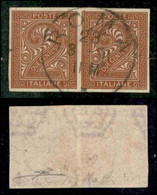 REGNO - VITTORIO EMANUELE I - 1866 - 2 Cent Torino (T15d) - Coppia Usata Non Dentellata - R. Diena (600) - Other & Unclassified