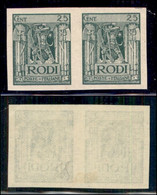 COLONIE - EGEO - EMISSIONI GENERALI - 1929 - 25 Cent Pittorica (6b) - Coppia Non Dentellata - Gomma Originale - Diena (4 - Otros & Sin Clasificación