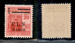 C.L.N. - BARGE - 1945 - 20 Cent (2 - Varietà) Con Punto Piccolo Dopo C - Gomma Originale E Parte Di Linguella - Non Cata - Sonstige & Ohne Zuordnung