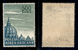 VATICANO - SERVIZI - POSTA AEREA - 1958 - 500 Lire Cupolone (33/I - Aerea) Dentellato 14 - Gomma Integra - Cert. Diena - Andere & Zonder Classificatie