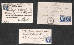 EUROPA - FRANCIA - 25 Cent (14) Su Frontespizio Del 1853 + 20 Cent (13) Coppia E Singolo Su Due Frontespizi Del 1857 E 1 - Autres & Non Classés