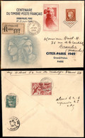 EUROPA - FRANCIA - Centenario Del Francobollo - 10 Franchi (Block 4) Su Busta FDC (Parigi 1.6.49) Affrancata Al Retro E  - Otros & Sin Clasificación