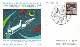 Berlin, PP 040 B1/007b, HERMANN OBERTH GESELLSCHAFT, BAUSTEINKRTE Nr. 50 - Cartes Postales Privées - Oblitérées