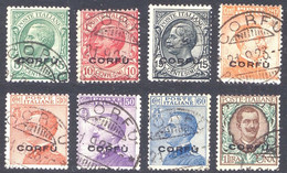 1923 CORFU' N.1/8 USATI SPLENDIDI - USED LUXUS SET COMPLETE - Corfu