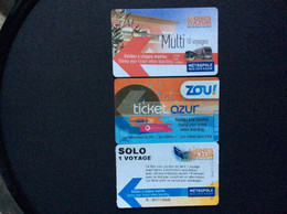 3 TICKETS BUS  Lignes D’Azur  MÉTROPOLE Nice Cote D’Azur - Europe