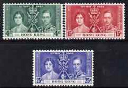 Hong Kong 1937 KG6 Coronation Perf Set Of 3 Mounted Mint, SG 137-9 - Autres & Non Classés