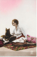Beauceron Or Dobermann Pinscher With Woman, Femme, Frau - Dog, Chien, Hund, Perro, Cane - Perros