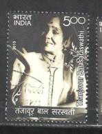 INDIA, 2010, FIRST DAY CANCELLED, Musicians, Instruments, Famous People, Saraswathi, 1 V - Gebruikt