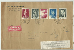 Série ALBERT PAOLA Et ENFANTS Obl. Sc BRUXELLES 1 Sur Lettre EXPRES (etiquette Biffée) Du 26-12-1966 Vers Bruxelles 5 Et - Covers & Documents