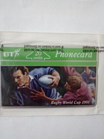 GB UK BT RUGBY WORLD CUP 1991 20U MINT IN BLISTER NSB - BT Souvenir