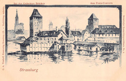 VIEUX STRASBOURG-STRASSBURG-67-Bas-Rhin- Aux Ponts Couverts Dessin-Illustrateur Albert Koerttgé - Strasbourg