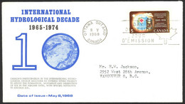 Canada Sc# 481 (cachet) FDC Single (c) 1968 5.8 Water Resources - 1961-1970