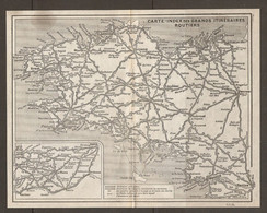 CARTE PLAN 1924 - BRETAGNE - GRANDS ITINÉRAIRES ROUTIERS - Topographical Maps