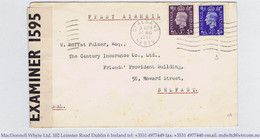 Ireland Airmail Censor Acceleration 1941 Liverpool To Belfast Wartime Civilian First Flight, Cover St Albans Paid 3d Air - Aéreo