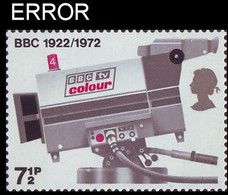 GREAT BRITAIN 1972 Televison BBC 7½p ERROR:thin Pp GB - Errors, Freaks & Oddities (EFOs