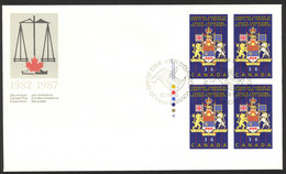 Canada Sc# 1133 FDC Inscription Block 1987 04.15 Coat-of-Arms - 1981-1990